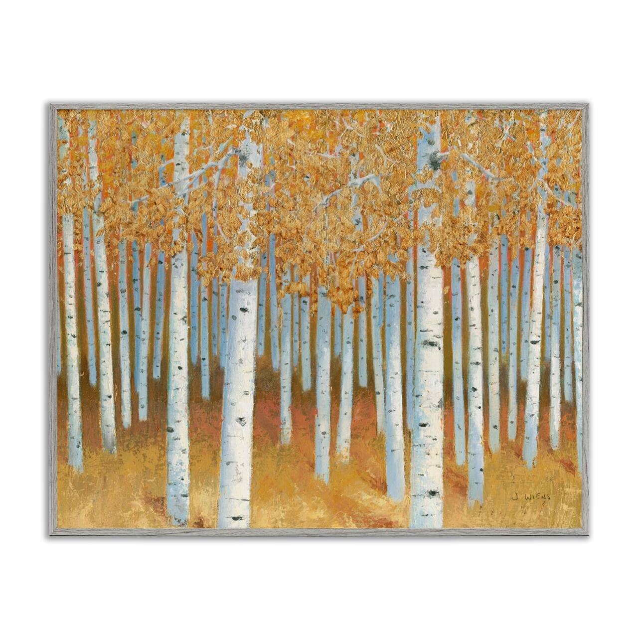 Stupell Industries Autumn Leaves Birch Tree Landscape Rustic Forest Framed Giclee Art